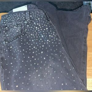 Forever 21 Gray Embellished Wide Leg Jeans